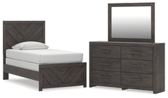 Best Deals Furniture - Ashley Furniture - Prendonea Twin Panel Bed, Dresser and Mirror - Twin Panel Bed, Dresser and Mirror - B3789B5