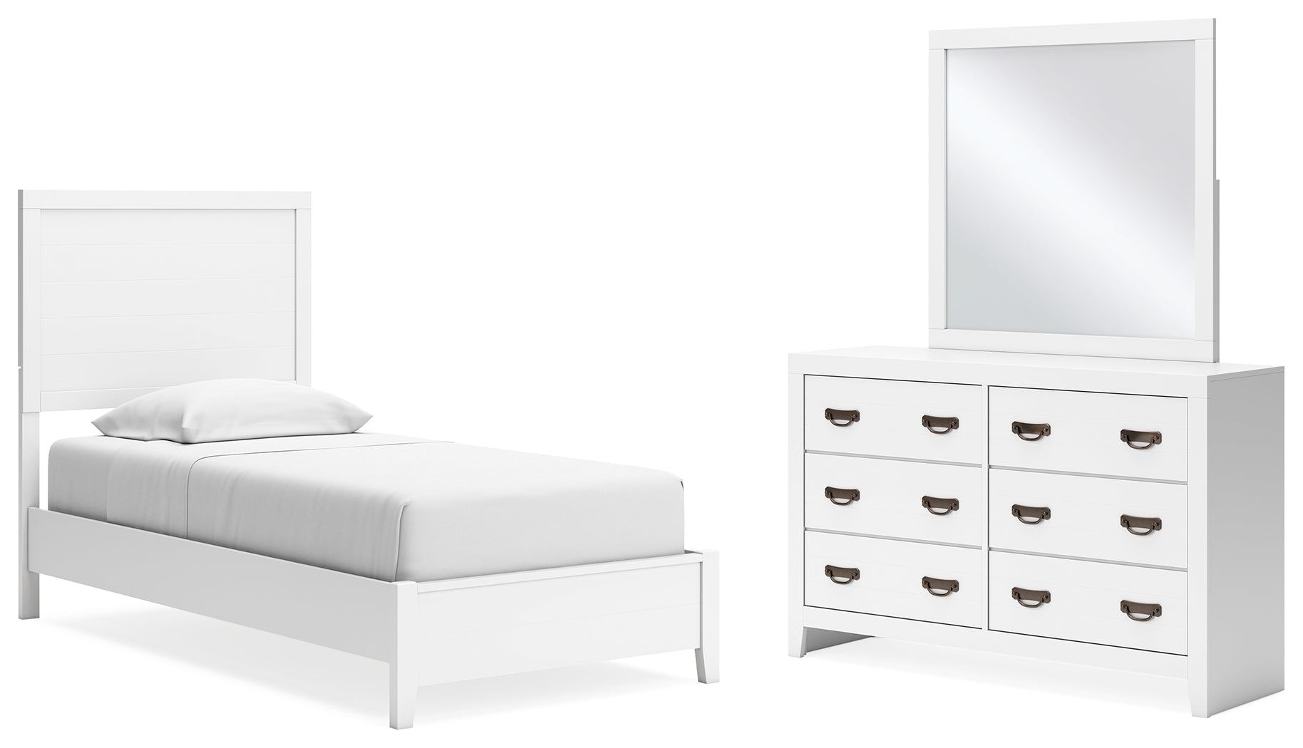 Best Deals Furniture - Ashley Furniture - Binterglen Twin Panel Bed, Dresser and Mirror - Twin Panel Bed, Dresser and Mirror - B427B3