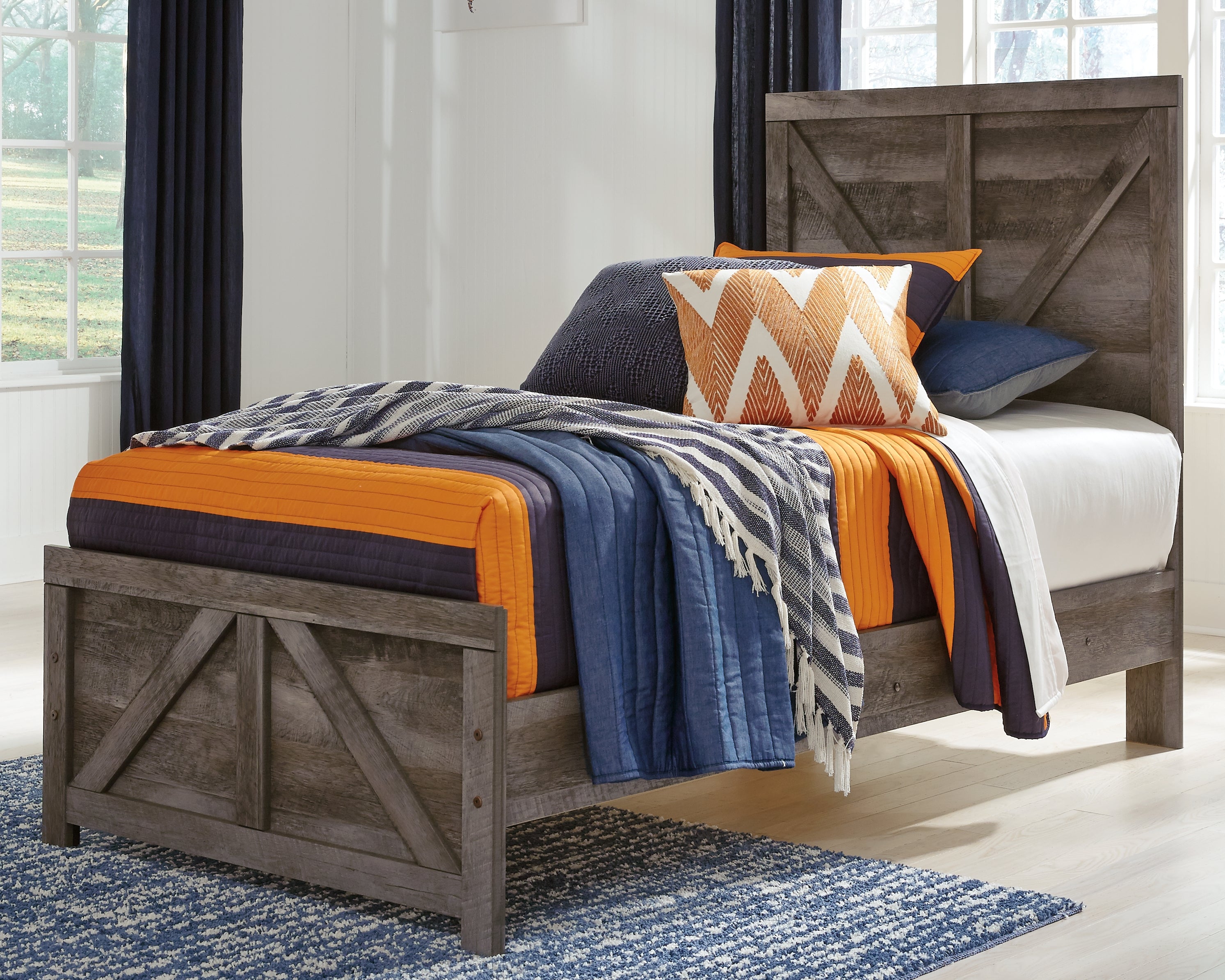 Best Deals Furniture - Ashley Furniture - Wynnlow Twin Crossbuck Panel Bed - Twin Crossbuck Panel Bed - B440B16