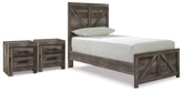 Best Deals Furniture - Ashley Furniture - Wynnlow Twin Crossbuck Panel Bed and 2 Nightstands - Twin Crossbuck Panel Bed and 2 Nightstands - B440B46