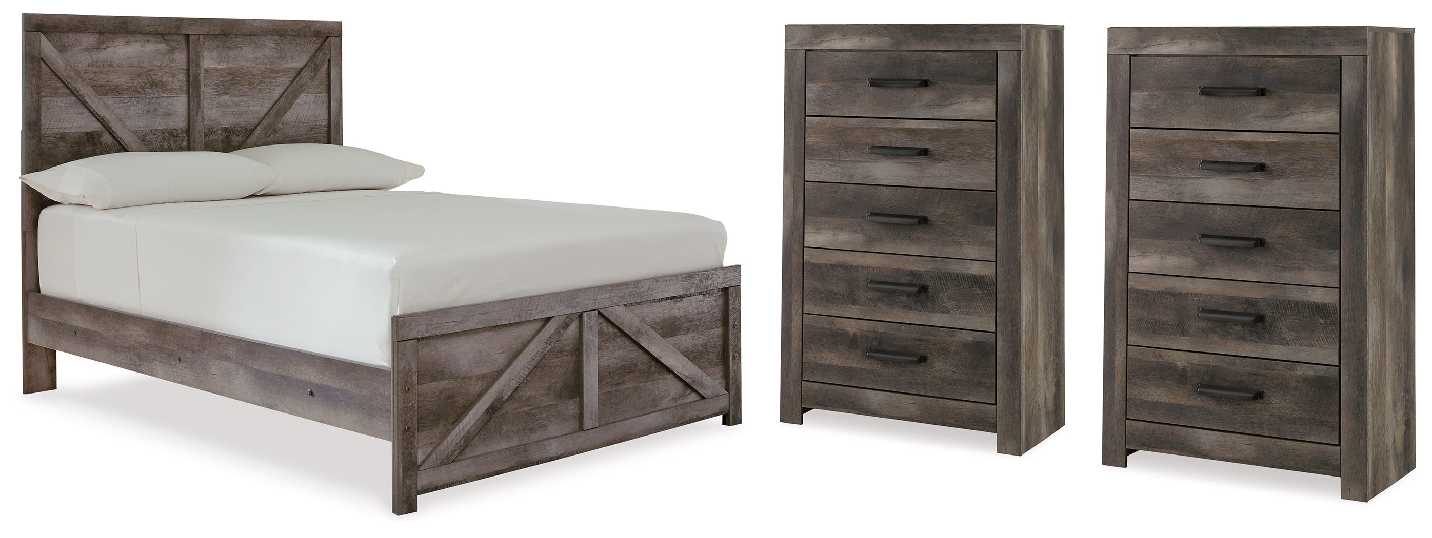 Best Deals Furniture - Ashley Furniture - Wynnlow Full Crossbuck Panel Bed and 2 Chests - Full Crossbuck Panel Bed and 2 Chests - B440B40