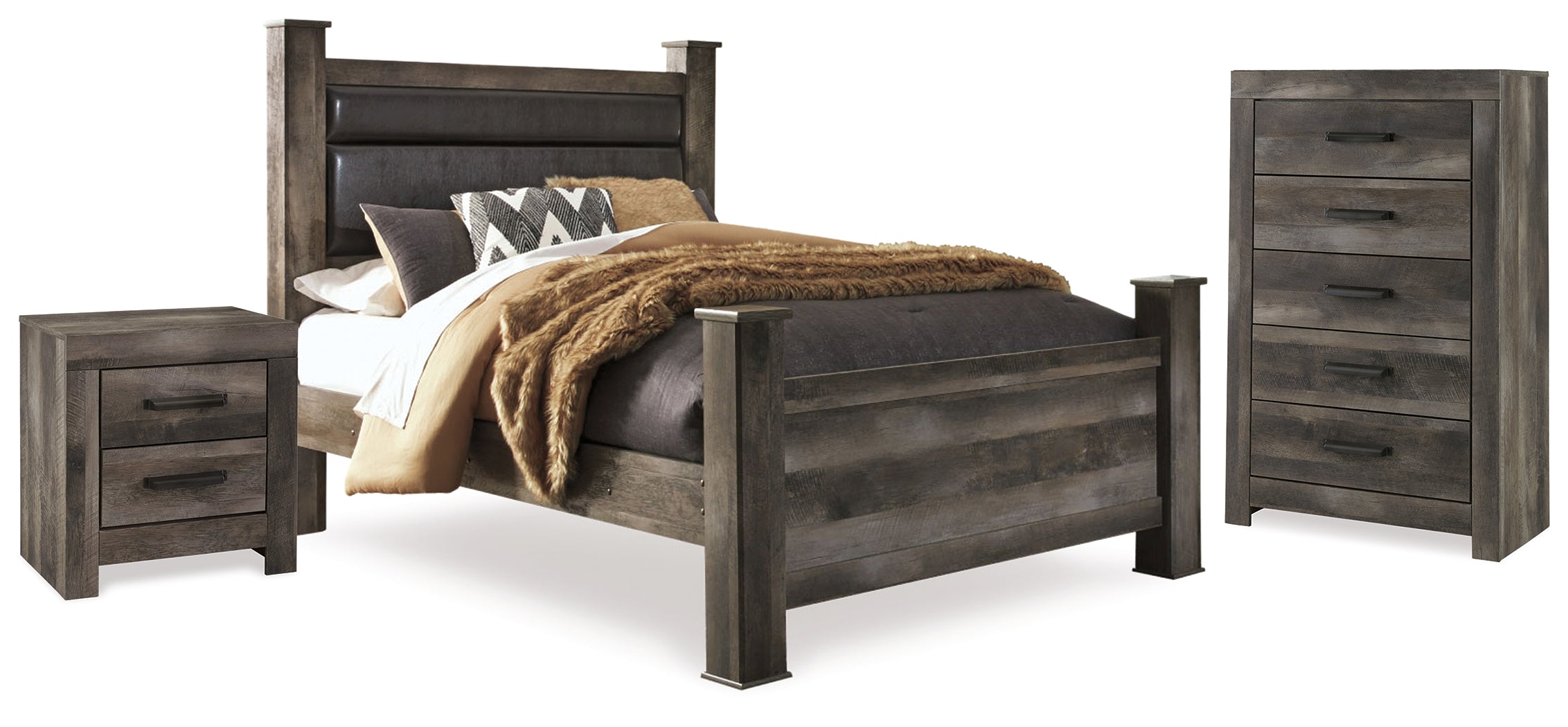 Best Deals Furniture - Ashley Furniture - Wynnlow Queen Poster Bed, Chest and 2 Nightstands - Queen Poster Bed, Chest and 2 Nightstands - B440B30