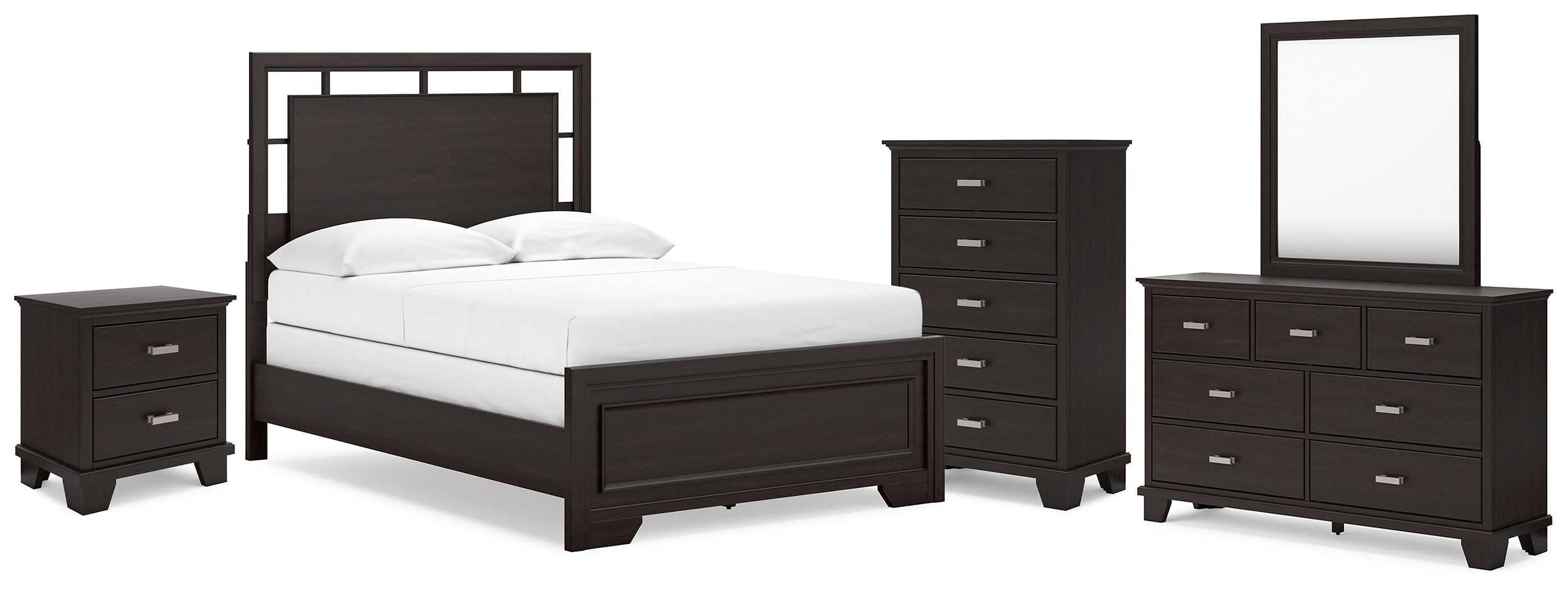 Best Deals Furniture - Ashley Furniture - Covetown Full Panel Bed, Dresser, Mirror, Chest and Nightstand - Full Panel Bed, Dresser, Mirror, Chest and Nightstand - B441B13