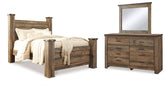 Best Deals Furniture - Ashley Furniture - Trinell Queen Poster Bed, Dresser and Mirror - Queen Poster Bed, Dresser and Mirror - B446B83