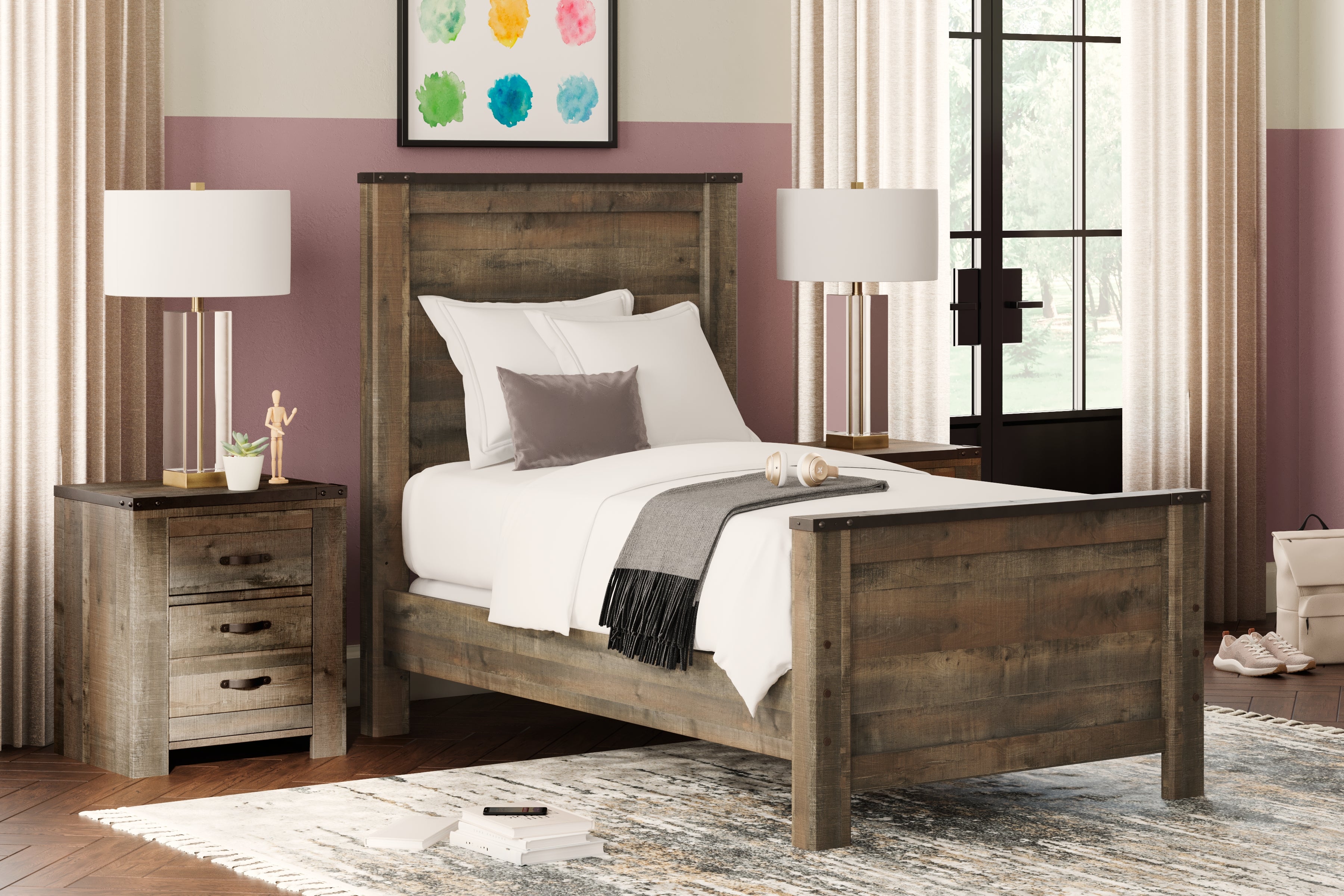 Best Deals Furniture - Ashley Furniture - Trinell Twin Panel Bed - Twin Panel Bed - B446B2
