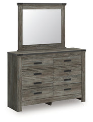 Frandern Full Bookcase Panel Bed with Storage, Dresser, Mirror and Chest