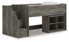 Frandern Twin Loft Bed with Bookcase Storage