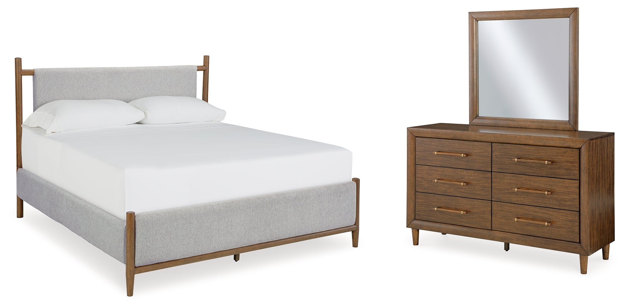 Best Deals Furniture - Ashley Furniture - Lyncott California King Upholstered Bed, Dresser and Mirror - California King Upholstered Bed, Dresser and Mirror - B615B9