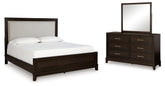 Best Deals Furniture - Ashley Furniture - Neymorton King Upholstered Panel Bed, Dresser and Mirror - King Upholstered Panel Bed, Dresser and Mirror - B618B8