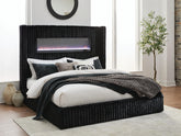 Best Deals Furniture - Ashley Furniture - Tayleena Queen Upholstered Bed with Fireplace and Wireless Audio - Queen Upholstered Bed with Fireplace and Wireless Audio - PCB620B1