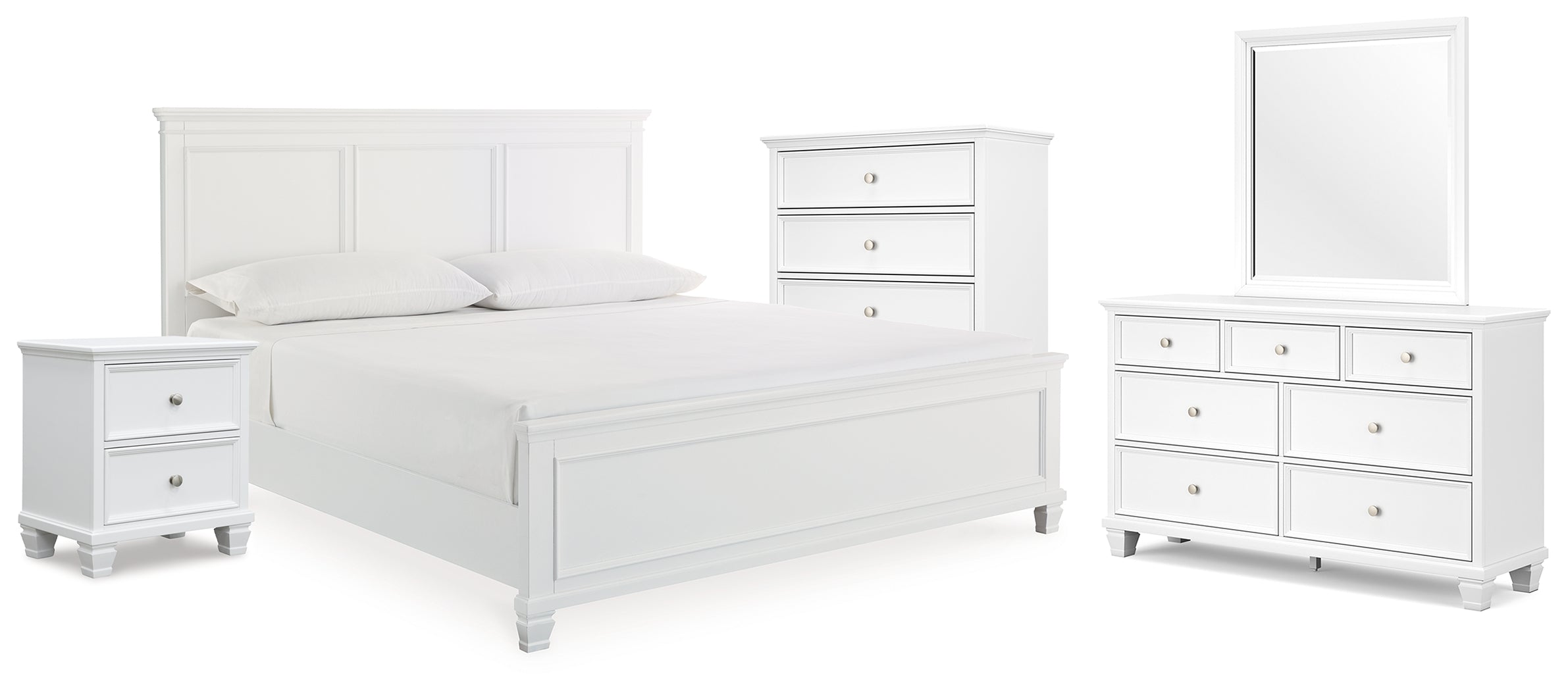 Best Deals Furniture - Ashley Furniture - Fortman King Panel Bed, Dresser, Mirror, Chest and Nightstand - King Panel Bed, Dresser, Mirror, Chest and Nightstand - B680B18