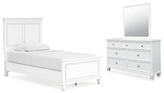 Best Deals Furniture - Ashley Furniture - Fortman Twin Panel Bed, Dresser and Mirror - Twin Panel Bed, Dresser and Mirror - B680B7