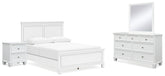 Best Deals Furniture - Ashley Furniture - Fortman Queen Panel Bed, Dresser, Mirror and Nightstand - Queen Panel Bed, Dresser, Mirror and Nightstand - B680B12