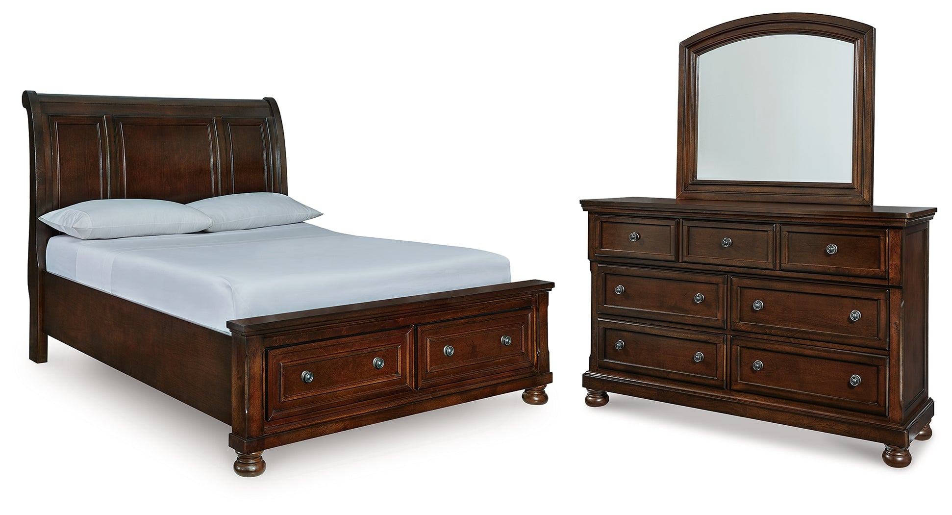 Best Deals Furniture - Ashley Furniture - Porter Queen Sleigh Storage Bed, Dresser and Mirror - Queen Sleigh Storage Bed, Dresser and Mirror - B697B53