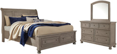 Best Deals Furniture - Ashley Furniture - Lettner Queen Sleigh Storage Bed, Dresser and Mirror - Queen Sleigh Storage Bed, Dresser and Mirror - B733B5