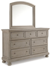 Best Deals Furniture - Ashley Furniture - Lettner Queen Panel Bed, Dresser and Mirror - Queen Panel Bed, Dresser and Mirror / Light Gray - B733B4