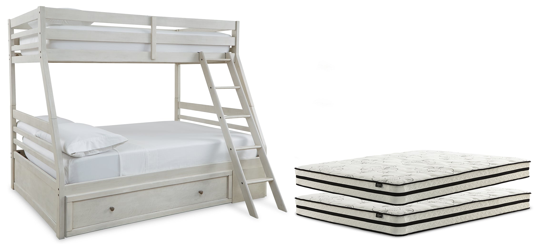Best Deals Furniture - Ashley Furniture - Robbinsdale Twin over Full with Storage and Mattresses - Twin over Full with Storage and Mattresses - B742B39
