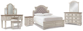 Best Deals Furniture - Ashley Furniture - Realyn Full Panel Bed, Dresser, Mirror, 3-Piece Vanity and Nightstand - Full Panel Bed, Dresser, Mirror, 3-Piece Vanity and Nightstand - B743B27