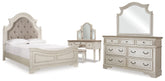 Best Deals Furniture - Ashley Furniture - Realyn Queen Panel Bed, Dresser, Mirror and Vanity - Queen Panel Bed, Dresser, Mirror and Vanity - B743B86