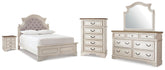 Best Deals Furniture - Ashley Furniture - Realyn Full Upholstered Panel Bed, Dresser, Mirror, Chest and Nightstand - Full Upholstered Panel Bed, Dresser, Mirror, Chest and Nightstand - B743B104