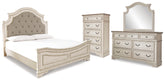 Best Deals Furniture - Ashley Furniture - Realyn King Panel Upholstered Bed, Dresser, Mirror and Chest - King Panel Upholstered Bed, Dresser, Mirror and Chest - B743B68