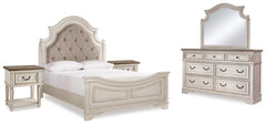Best Deals Furniture - Ashley Furniture - Realyn Queen Upholstered Panel Bed, Dresser, Mirror and 2 Nightstands - Queen Upholstered Panel Bed, Dresser, Mirror and 2 Nightstands - B743B49