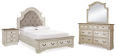Best Deals Furniture - Ashley Furniture - Realyn Queen Upholstery Panel Bed, Dresser, Mirror and Nightstand - Queen Upholstery Panel Bed, Dresser, Mirror and Nightstand - B743B36