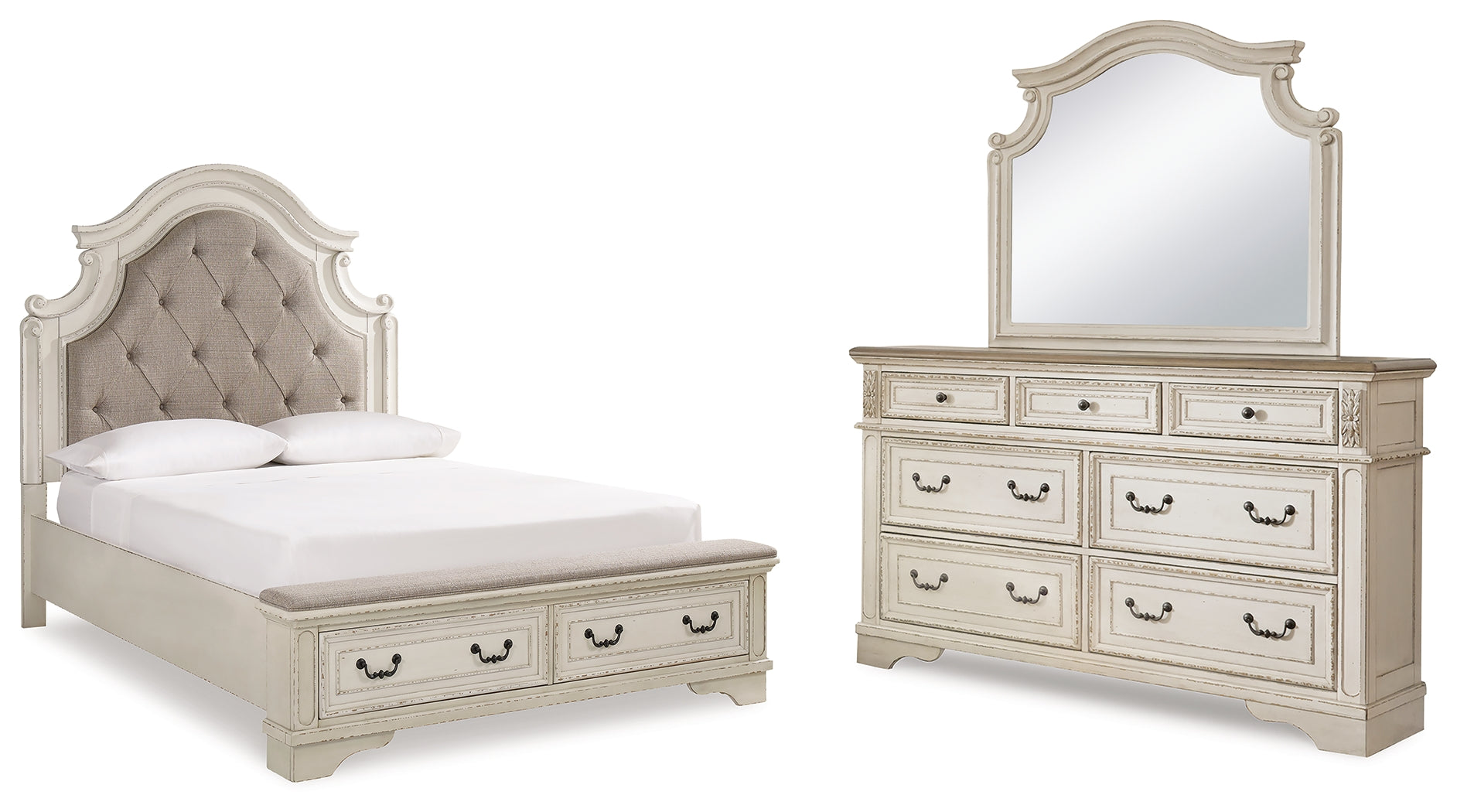 Best Deals Furniture - Ashley Furniture - Realyn Queen Storage Bed, Dresser and Mirror - Queen Storage Bed, Dresser and Mirror - B743B19