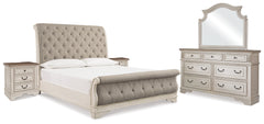Best Deals Furniture - Ashley Furniture - Realyn King Upholstered Sleigh Bed, Dresser, Mirror and 2 Nightstands - King Upholstered Sleigh Bed, Dresser, Mirror and 2 Nightstands - B743B51