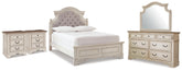 Best Deals Furniture - Ashley Furniture - Realyn Full Upholstered Panel Bed, Dresser, Mirror and 2 Nightstands - Full Upholstered Panel Bed, Dresser, Mirror and 2 Nightstands - B743B105