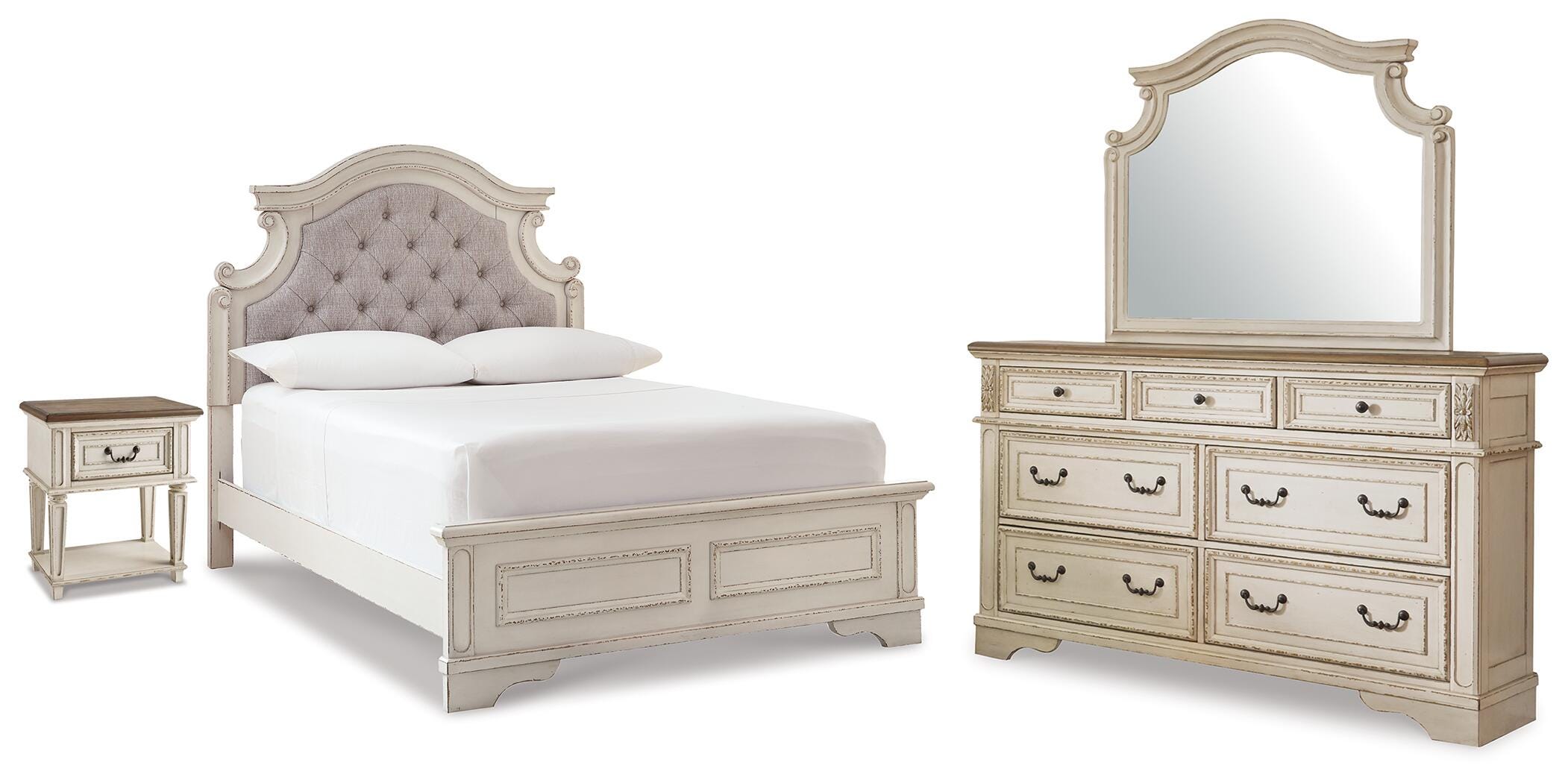 Best Deals Furniture - Ashley Furniture - Realyn King Panel Bed, Dresser, Mirror and Nightstand - King Panel Bed, Dresser, Mirror and Nightstand - B743B78