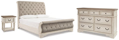 Realyn King Upholstered Sleigh Bed, Dresser and Nightstand