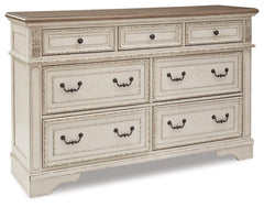 Realyn King Upholstered Sleigh Bed, Dresser and Nightstand