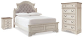 Best Deals Furniture - Ashley Furniture - Realyn Full Upholstered Panel Bed, Chest and Nightstand - Full Upholstered Panel Bed, Chest and Nightstand - B743B96
