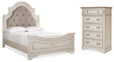 Best Deals Furniture - Ashley Furniture - Realyn Queen Upholstered Panel Bed and Chest - Queen Upholstered Panel Bed and Chest - B743B54
