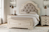 Best Deals Furniture - Ashley Furniture - Realyn Queen Upholstered Panel Bed and 2 Nightstands - Queen Upholstered Panel Bed and 2 Nightstands - B743B55