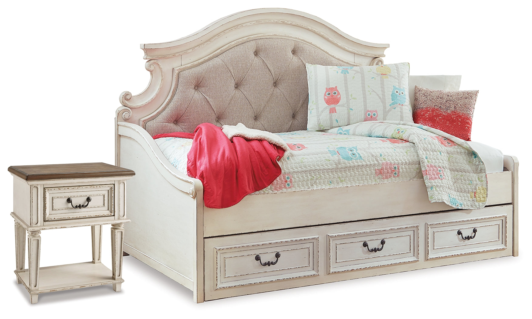 Best Deals Furniture - Ashley Furniture - Realyn Twin Storage Day Bed and Nightstand - Twin Storage Day Bed and Nightstand - B743B71