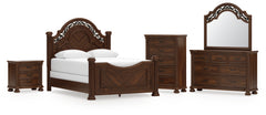Best Deals Furniture - Ashley Furniture - Lavinton Queen Poster Bed, Dresser, Mirror, Chest and Nightstand - Queen Poster Bed, Dresser, Mirror, Chest and Nightstand - B764B14