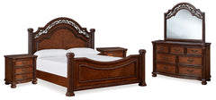 Best Deals Furniture - Ashley Furniture - Lavinton King Poster Bed, Dresser, Mirror and Nightstand - King Poster Bed, Dresser, Mirror and Nightstand - B764B17