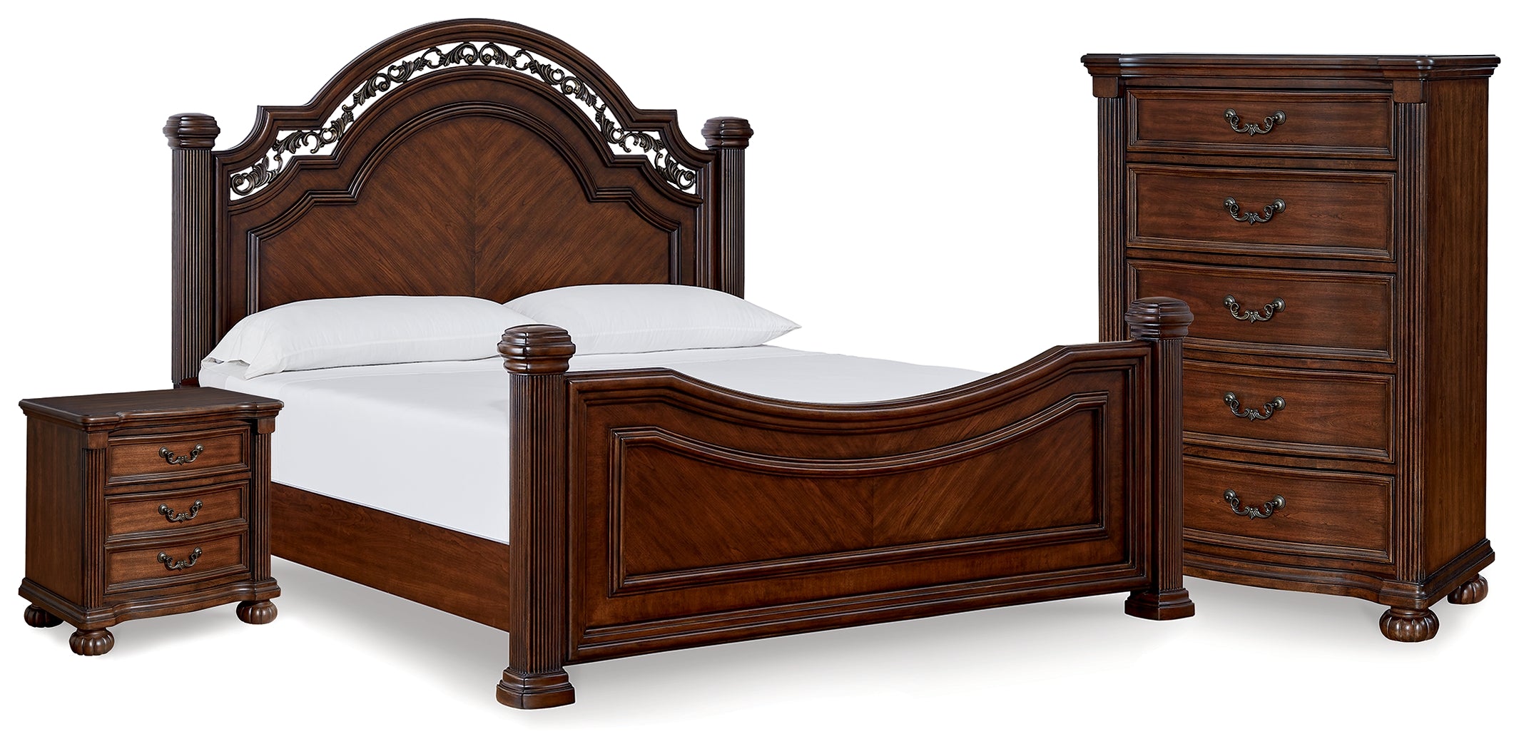 Best Deals Furniture - Ashley Furniture - Lavinton Queen Poster Bed, Chest and Nightstand - Queen Poster Bed, Chest and Nightstand - B764B15