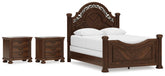 Best Deals Furniture - Ashley Furniture - Lavinton Queen Poster Bed and 2 Nightstands - Queen Poster Bed and 2 Nightstands - B764B22