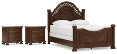 Best Deals Furniture - Ashley Furniture - Lavinton Queen Poster Bed and 2 Nightstands - Queen Poster Bed and 2 Nightstands - B764B22