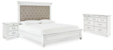 Best Deals Furniture - Ashley Furniture - Kanwyn Queen Upholstered Panel Bed, Dresser, and Nightstand - Queen Upholstered Panel Bed, Dresser, and Nightstand - B777B17