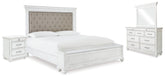 Best Deals Furniture - Ashley Furniture - Kanwyn King Upholstered Storage Bed, Dresser, Mirror and Nightstand - King Upholstered Storage Bed, Dresser, Mirror and Nightstand - B777B25