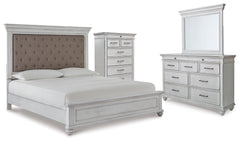 Best Deals Furniture - Ashley Furniture - Kanwyn King Upholstered Panel Bed, Dresser, Mirror and Chest - King Upholstered Panel Bed, Dresser, Mirror and Chest - B777B18