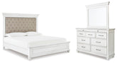 Best Deals Furniture - Ashley Furniture - Kanwyn King Upholstered Panel Bed, Dresser and Mirror - King Upholstered Panel Bed, Dresser and Mirror - B777B36