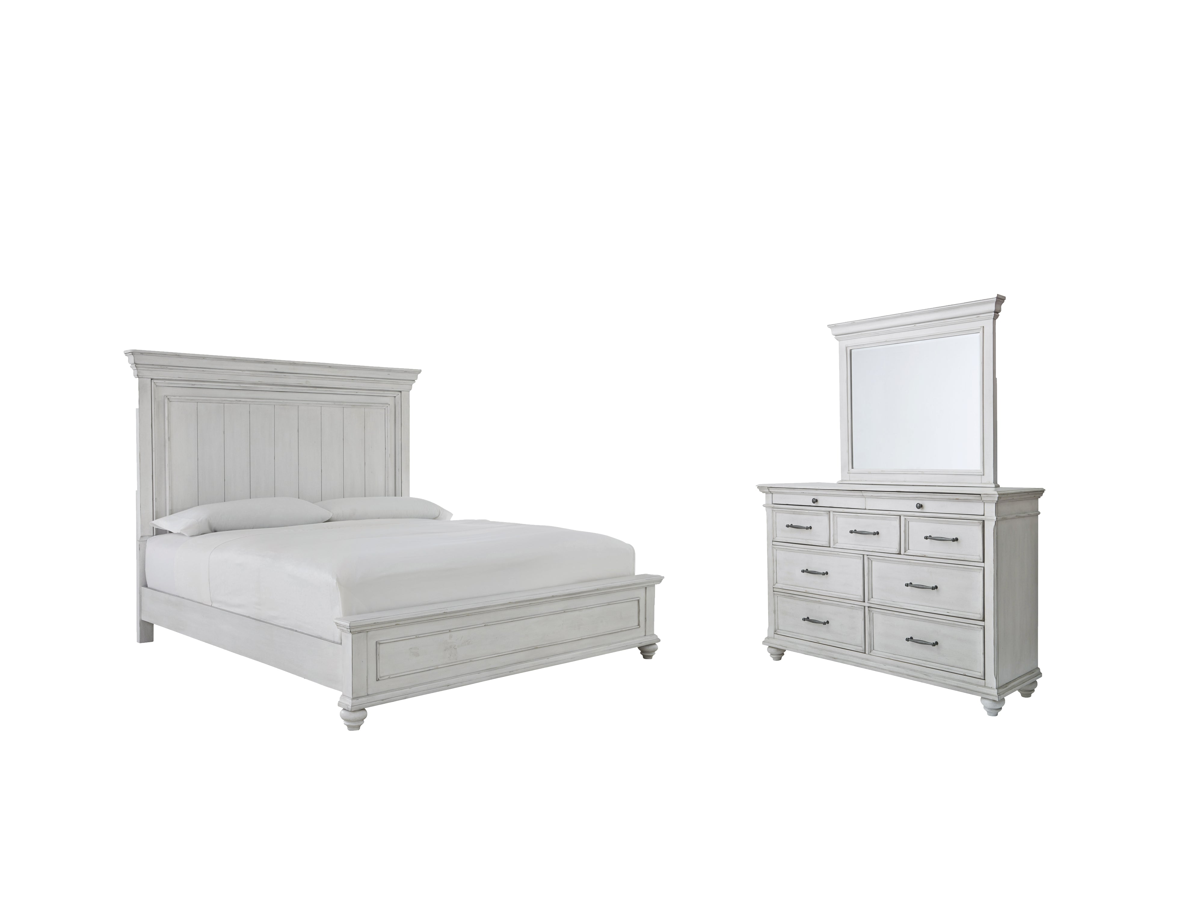 Best Deals Furniture - Ashley Furniture - Kanwyn Queen Panel Bed with Dresser and Mirror - Queen Panel Bed with Dresser and Mirror - B777B3
