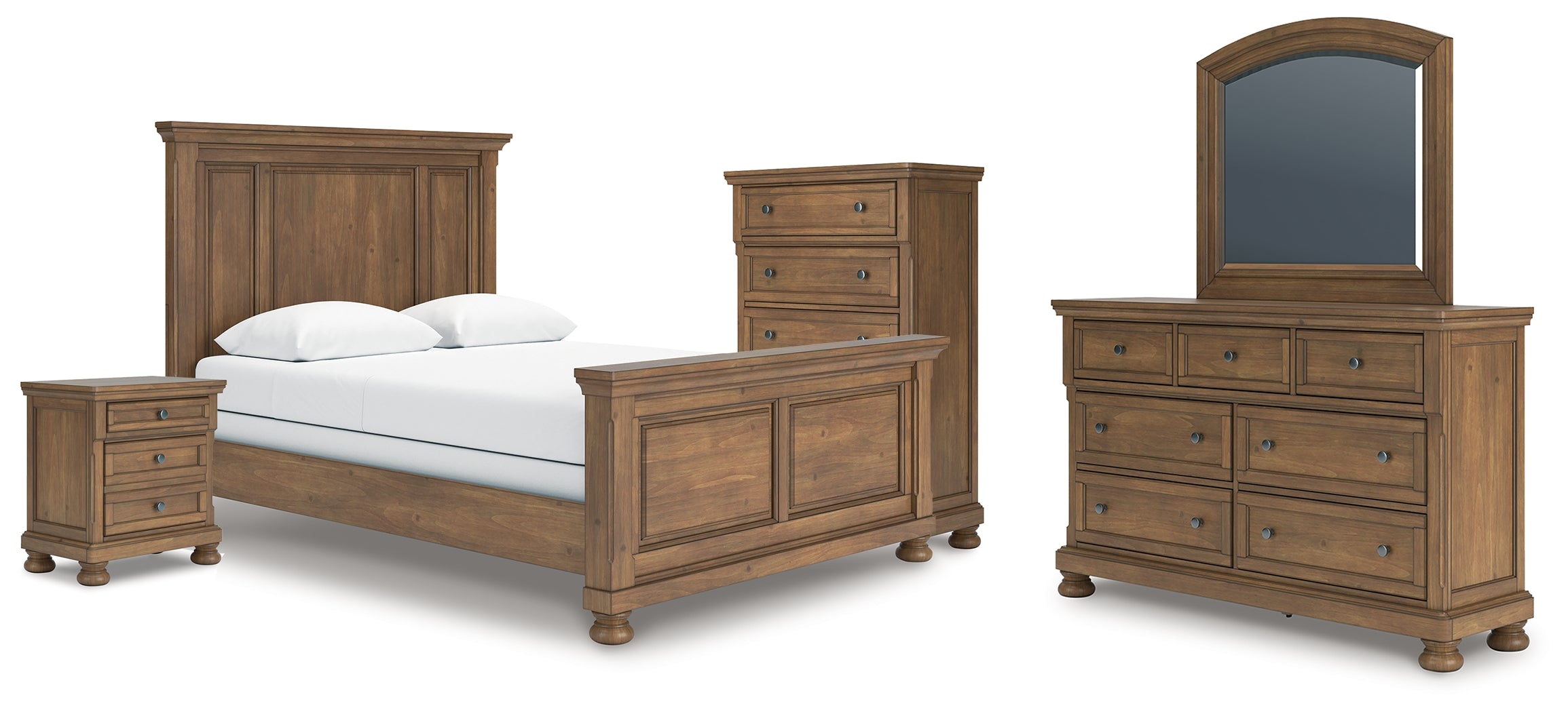 Best Deals Furniture - Ashley Furniture - Feddinger Queen Panel Bed, Dresser, Mirror, Chest and Nightstand - Queen Panel Bed, Dresser, Mirror, Chest and Nightstand - PCB779B10
