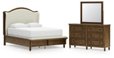 Best Deals Furniture - Ashley Furniture - Sturlayne Queen Upholstered Panel Bed, Dresser and Mirror - Queen Upholstered Panel Bed, Dresser and Mirror - B787B3