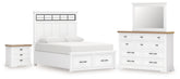 Best Deals Furniture - Ashley Furniture - Ashbryn King Panel Storage Bed, Dresser, Mirror and Nightstand - King Panel Storage Bed, Dresser, Mirror and Nightstand - B844B9